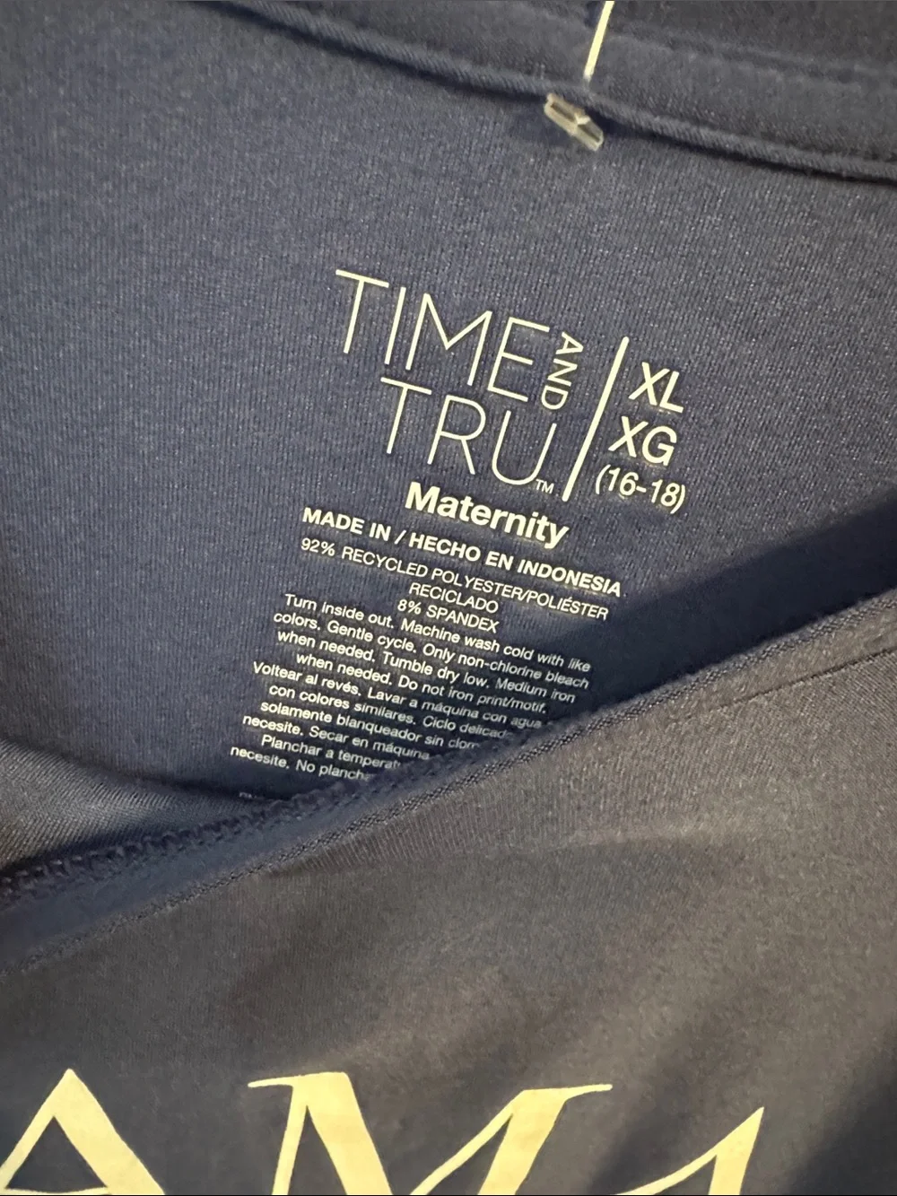 Time and Tru Navy Maternity Graphic Tee